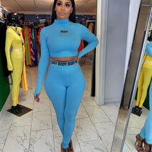 Load image into Gallery viewer, European and N Women's Clothing Hot Cross-border Trade Autumn and Winter Sexy Solid Color Tight Long-sleeved Suit