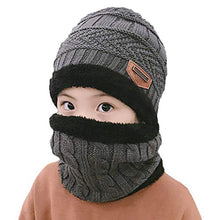 Load image into Gallery viewer, 5-14 Years Kids Warm Knitted Hat Scarf Set Children Autumn Winter Hat Soft Knitted Cap Bonnet Infant Kids Hat For Boys Girls