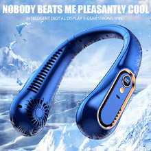 Load image into Gallery viewer, Hanging Neck Fan Digital Display Power Ventilador Bladeless Neckband Fan Portable Mini Air Cooler USB Rechargeable Electric Fans