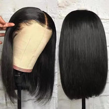 Load image into Gallery viewer, Short Bob Bone Straight 13x4 Lace Frontal Human Hair Wigs 180 Density Pre Plucked 5x5 T Part Lace Closure Human Hair Wig On Sale