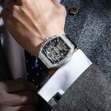 Load image into Gallery viewer, Men Mechanical Winding Watch Montre Homme 2024 New BRUBOSES 5ATM Water Resistant Luminous Tonneau Quartz Wristwatch WIth Diamond