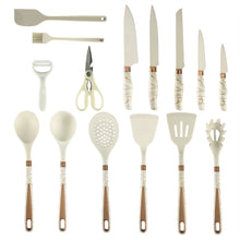 Load image into Gallery viewer, 16PCS/Stainless Steel Kitchen Knife Silicone kitchenware set Spatula spoon bread knife scissors peeler cut meat knife Tool rest