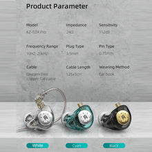 Load image into Gallery viewer, KZ EDX Pro in-Ear Stage Monitor Headphone Dual Magnetic Dynamic Unit Earphone Shock Bass Earbuds Wired Headset (No Mic)