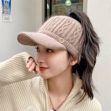 Load image into Gallery viewer, Women Hats 2022 New Autumn Winter Warm Rabbit Knitted Hats Outdoor Sports Golf Ponytail Hat Baseball Caps Empty Top Caps 1PC