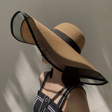 Load image into Gallery viewer, Women Sun Hat Big Eaves Waves Beach Cap Ladies Hat Big Brim Sun Visors UV Cut Bucket Panama Cap Foldable Straw Sunscreen Vintage