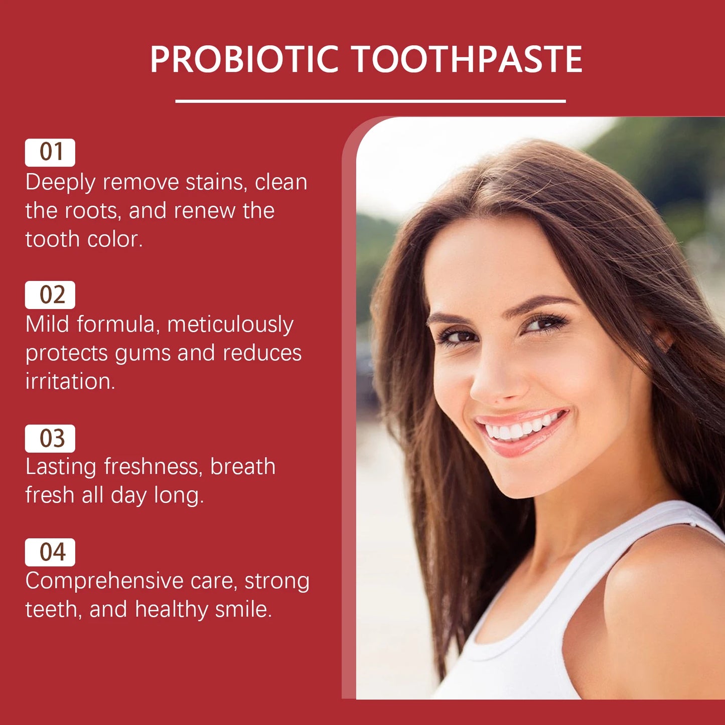 120g Probiotic Toothpaste SP-7 Whitens Teeth Removes Yellow Stains Tooth Whitening Agent Oral Hygiene Cleans and Freshens Breath