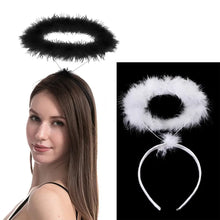 Load image into Gallery viewer, Angel Halo Headband Black White Feather Angel Headband Christmas Festival Party Favor Angel Outfit Cosplay Costume Accessories