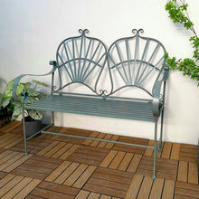 Load image into Gallery viewer, Rust-Resistant Wrought Iron Modern French-Style Foldable Garden Bench Outdoor Patio Furniture with Sturdy & Space-Saving Design
