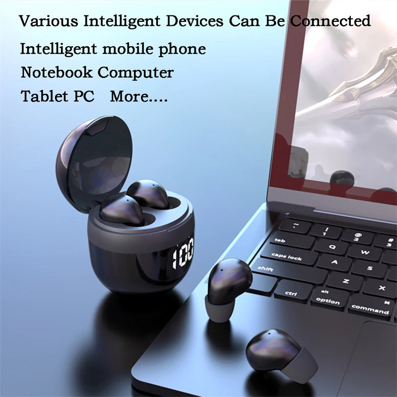 Black Invisible Mini Earbuds Wireless Bluetooth Low Profile Micro Smallest Tiny Discreet Hidden Earbuds Work Small Headphones