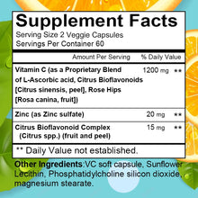 Load image into Gallery viewer, Vitamin C + Zinc Capsules - Immune System Booster Antioxidant Helps Improve Skin Brightening Supports Cellular Energy Production