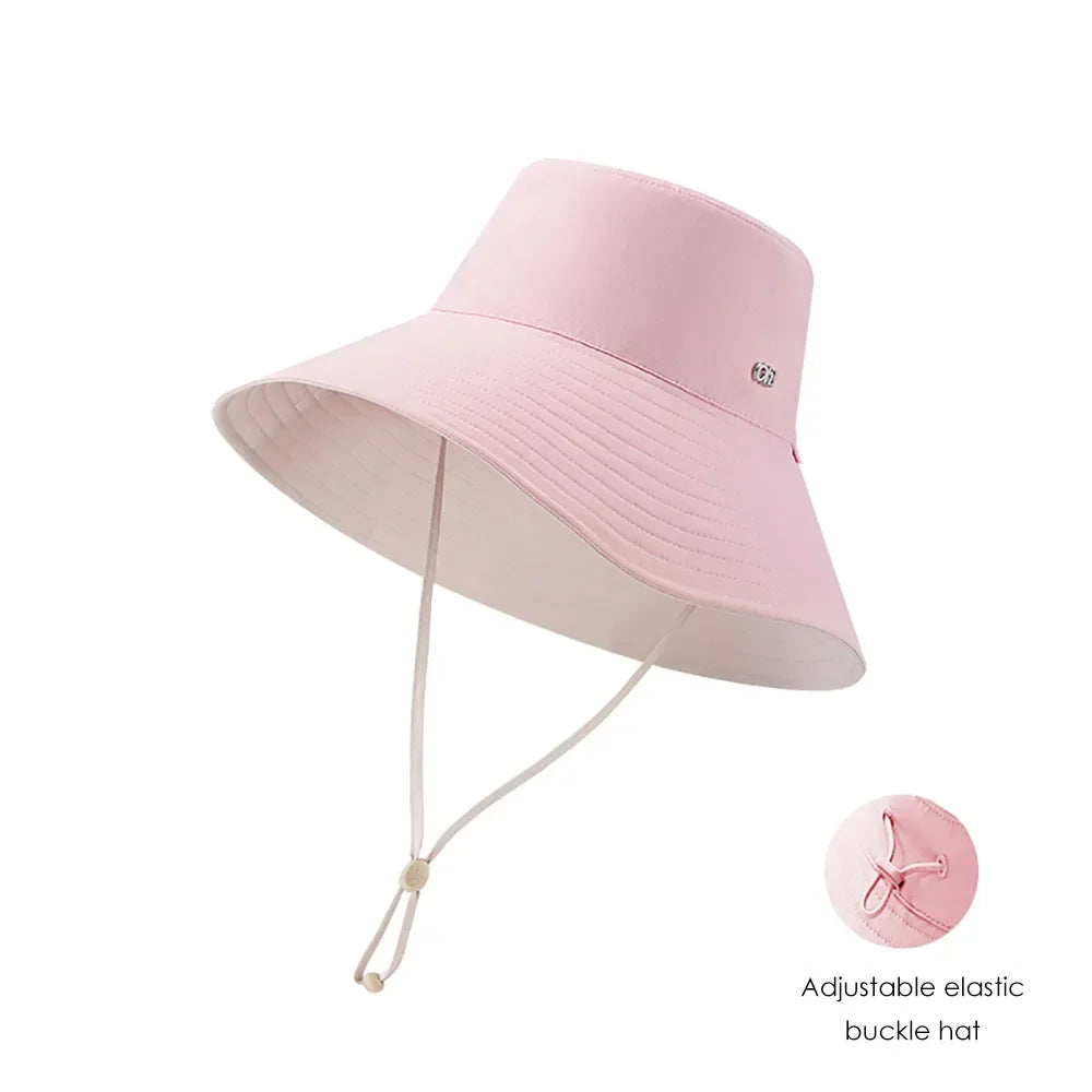 OhSunny Fisherman Hats for Women,Womne's Bucket Sunhat Double-Sided Wearing,UPF50+ Large Brim Hiking Hats with Ponytail Hole