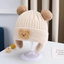 Load image into Gallery viewer, Baby Wool Hat Cute Bear Ear Protection Hat Children Winter Thickened Warm Knitted Korean Version Of The Baby Hat