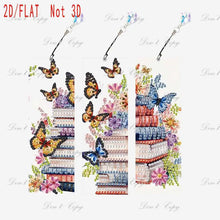 Load image into Gallery viewer, Three-piece diamond painting bookmark set, DIY creative colorful floral and butterfly design, with diamond book bookmarks