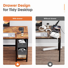 Load image into Gallery viewer, JHK Computer Desk With Drawers 55 Inch Home Office Desk Writing Desk Work Desk PC Table Study Desk With 2-Tier Drawers