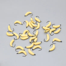 Load image into Gallery viewer, 30PCS Artificial Breadworms Fishing Bait with Hooks Realistic Fake Hooked Worm Bait High Elasticity Rubber Fishing Bait