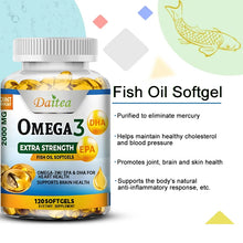Load image into Gallery viewer, Omega-3 Fish Oil Rich in DHA and EPA for Joint, Brain and Skin Health, Overall Health and Immune Support