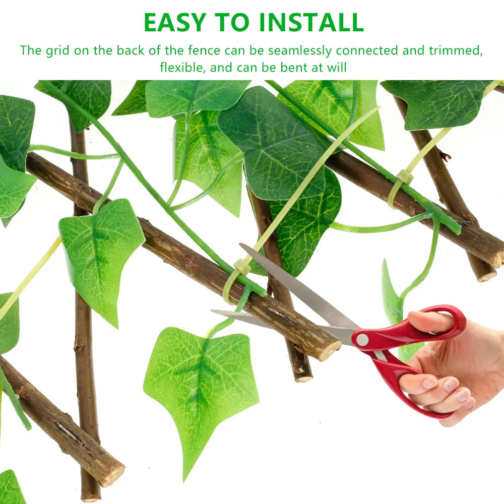 Garden Screening Expanding Trellis Artificial Leaf Privacy Fence Faux Plants Ivy Fence Artificial Faux Ivy Leaves Wooden Fence