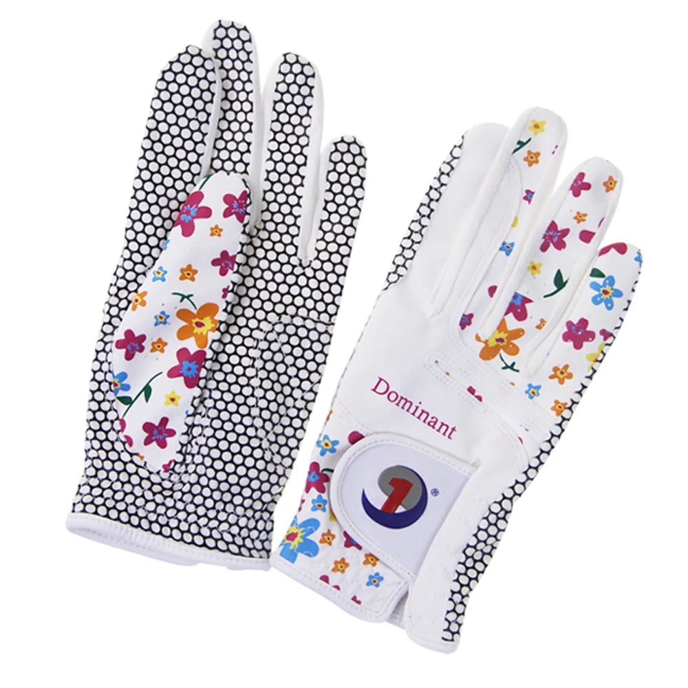 1Pair Golf Gloves for Women PU Leather Soft Fit Sport Grip Durable Gloves Anti-skid Breathable Sports Gloves