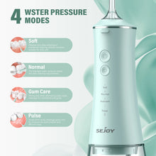 Load image into Gallery viewer, Sejoy Water Dental Flosser Portable Teeth Picks 6 Jets 4 Modes Cordless Oral Irrigator Rechargeable IPX7 Teeth Cleaner