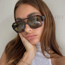 Load image into Gallery viewer, Vintage Square Sunglasses for Women Men Thick Frame Double Bridges Eyewear Female Fashion Chic Polygon Sun Glasses Leopard Blue