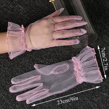 Load image into Gallery viewer, Women Short Tulle Gloves Sexy Lace Mittens Tulle Full Finger Gloves Lady Driving Glove Transparent Mittens Wedding Bridal Gloves