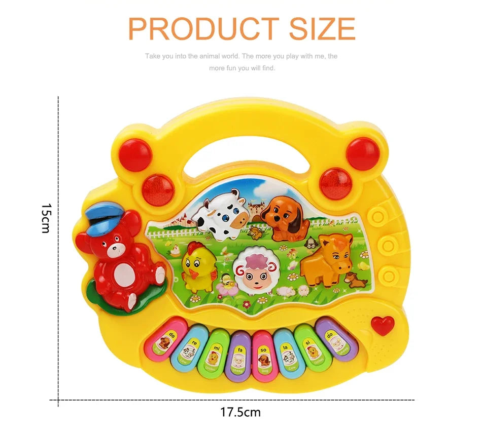 Kids Cartoon Piano Keyboard Game with Animal Sounds Flashing Light Music Baby Instrument Music Toys Educational Toys Kids Gifts