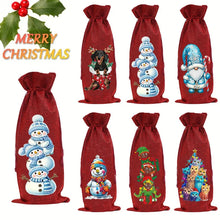 Load image into Gallery viewer, 1 DIY diamond painting set, Christmas-themed canvas wine bag, wine bottle decoration items, holiday gifts
