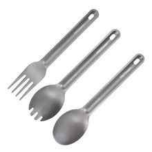 Load image into Gallery viewer, Camping Titanium Cutlery Set Ultra Lightweight Spoon Fork Knife Set Picnic Tableware For Cookware Camping Cooking Equipment