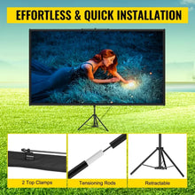 Load image into Gallery viewer, VEVOR 16:9 4K HD Adjustable Tripod Projector Screen Stand 60/70/80 90/100/110Inch Home Cinema for Indoor&Outdoor Projection