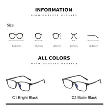 Load image into Gallery viewer, YOOSKE Blue Light Blocking Reading Glasses Men Women Ultralight TR90 Titanium Alloy Optical Frame Eyeglasses Square Eyewear