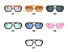 Load image into Gallery viewer, Vintage Square Sunglasses for Women Men Thick Frame Double Bridges Eyewear Female Fashion Chic Polygon Sun Glasses Leopard Blue