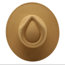 Load image into Gallery viewer, Womens Felt Hat Fedoras Big Brim Hats for Women British Style Vintage Church Hats Lady Flat Brim White Jazz Cap