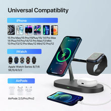 Load image into Gallery viewer, 3 in 1 Magnetic Wireless Charger For iPhone 15 14 13 12 Pro Max / Apple Watch 9 8 7 6 5 /Airpods Pro 2 3 Fast Charging Station