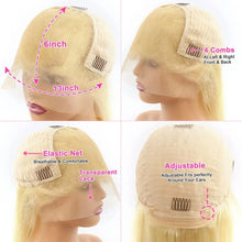 Load image into Gallery viewer, #613 Blonde Color Straight Transparent Lace Frontal Human Hair Wigs13x6 Lace Frontal Wigs For Women With Baby Hair 180% Density
