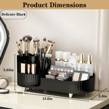 Load image into Gallery viewer, Rotating Makeup Organizer for Vanity with Brush Holder Cosmetic Storage Spinning Skincare Countertop Perfume Lotion Display Case