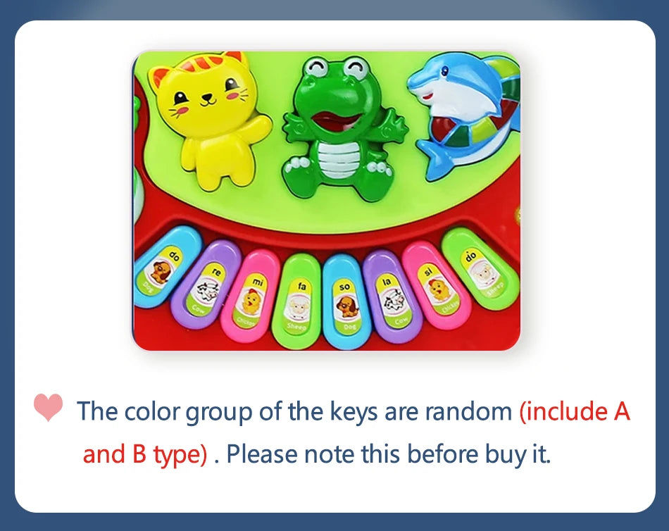 Kids Cartoon Piano Keyboard Game with Animal Sounds Flashing Light Music Baby Instrument Music Toys Educational Toys Kids Gifts