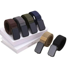Load image into Gallery viewer, Men's Belt With Magnet Buckle Men's Outdoor Travel Magnetic Tactical Belt No Metal Automatic Magnetic Buckle Nylon Belt