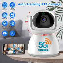 Load image into Gallery viewer, 5G Indoor Wifi Camera HD 360° dual-frequency Surveillance Security Camera Night Vision Auto Tracking Baby Monitoring Camera