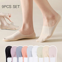 Load image into Gallery viewer, 9Pairs Women's Socks Cotton Breathable Summer Ultra-thin No Show Ice Silk Sock Silicone Non-slip Bottom Absorb Sweat Boat Sock
