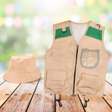 Load image into Gallery viewer, Kids Costume Vest Hat ,Nature Adventures Suit ,Dress up Cargo Vest and Hat Set, for Camping, Fishing ,Outdoor ,Party Activity