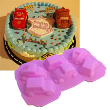 Load image into Gallery viewer, Cartoon Car Shape Silicone Mold, Chocolate Muffin Ice Baking Pan,Soap Pastry Bakeware ,Kicthen Cake Decoration Silicone Mold