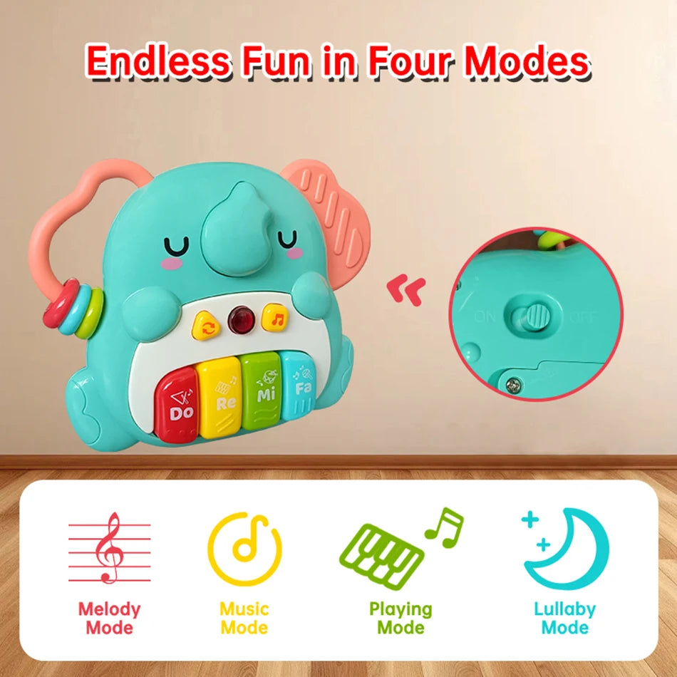 Kids Cartoon Piano Keyboard Game with Animal Sounds Flashing Light Music Baby Instrument Music Toys Educational Toys Kids Gifts