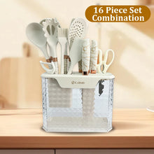 Load image into Gallery viewer, 16PCS/Stainless Steel Kitchen Knife Silicone kitchenware set Spatula spoon bread knife scissors peeler cut meat knife Tool rest