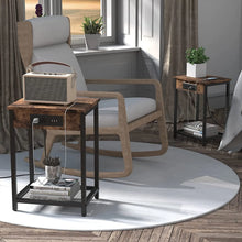 Load image into Gallery viewer, Set of 2 Side End Table Nightstand w/USB Ports & Power Outlets Bedroom Office