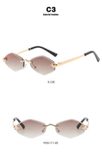 Load image into Gallery viewer, Fashion Small Polygonal Sunglasses for Women Luxury Brand Rmless Brown Rhombus Sun Glasses Woman Vintage Metal Shades Eyewear