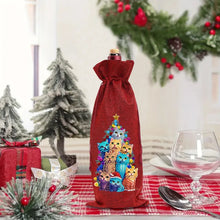 Load image into Gallery viewer, 1 DIY diamond painting set, Christmas-themed canvas wine bag, wine bottle decoration items, holiday gifts