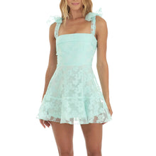 Load image into Gallery viewer, Women Summer Casual Dress Floral Print Tie-Up Shoulder Strap Mini Dress Fashion Double Layer Backless Cami Dress