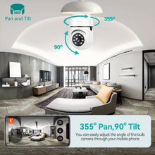Load image into Gallery viewer, 2Pcs/Tuya indoor light bulb camera, home security monitoring system, 3MP HD video, 2.4GWiFi PTZ camera, motion detection alarm