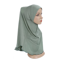 Load image into Gallery viewer, H120 Teenage girls plain hijab hats muslim scarf islamic headscarf hat amira pull on headwrap beautiful 10 years girl scarf
