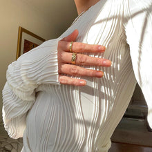 Load image into Gallery viewer, Woman Fashion Casual Ruched Long Sleeve T-shirt Blouses Female White Skinny Cropped Bottoming Shirt Autumn Y2K Top Clothes